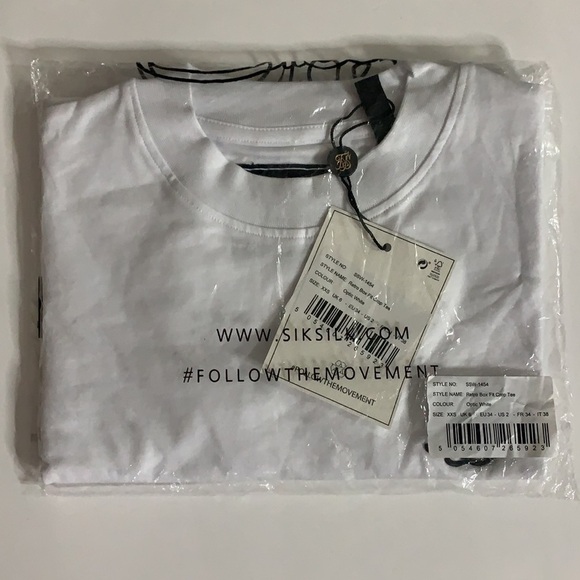 SikSilk New With Tags Retro Box Fit Crop 100% Cotton Tee – Optic White Size 2 - Picture 6 of 10